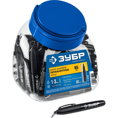 ЗУБР  МП-8 1-3 мм, 80 шт, заостренный, черный, перманентный мини-маркер, ПРОФЕССИОНАЛ  {06331-2}