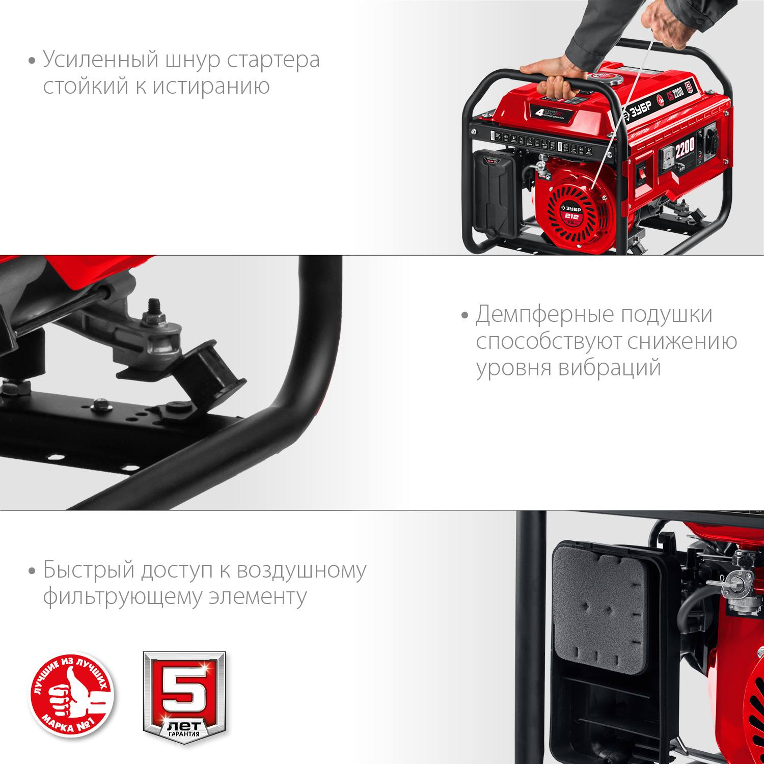 СБ-2200 бензиновый генератор, 2200 Вт, ЗУБР {СБ-2200}