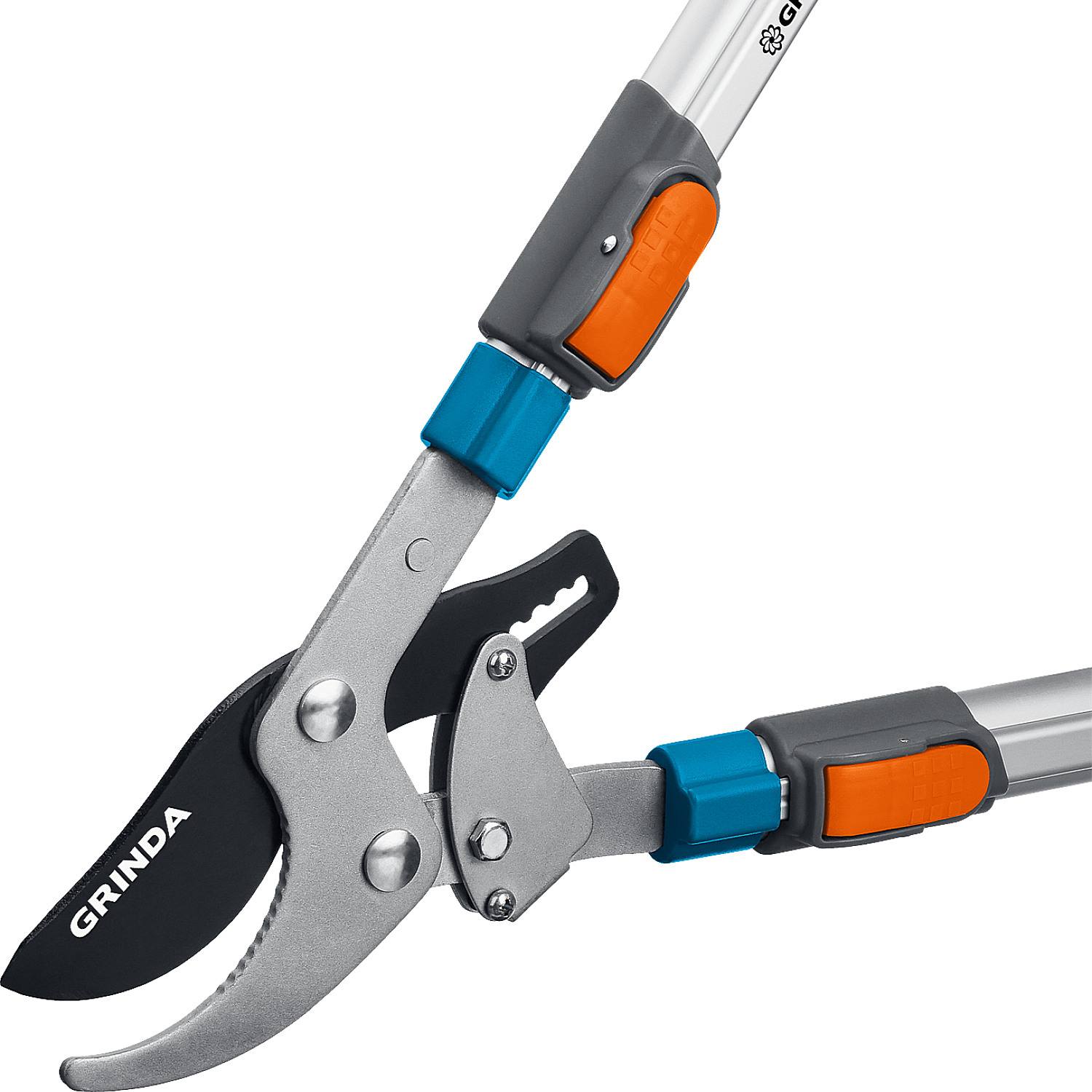 GRINDA  TX-980, 645 - 885 мм, высокоуглеродистая сталь, закаленные лезвия, храповый механизм, телескопический, плоскостной сучкорез, PROLine (424515)