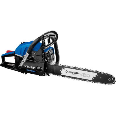 Пила цепная бензиновая, ЗУБР Профессионал ПБЦ-490 45ДП, хромир. цилиндр, праймер, декомпрессионный клапан, 49 см3 (2,2 кВт), шина 45 см, 12500 об/мин