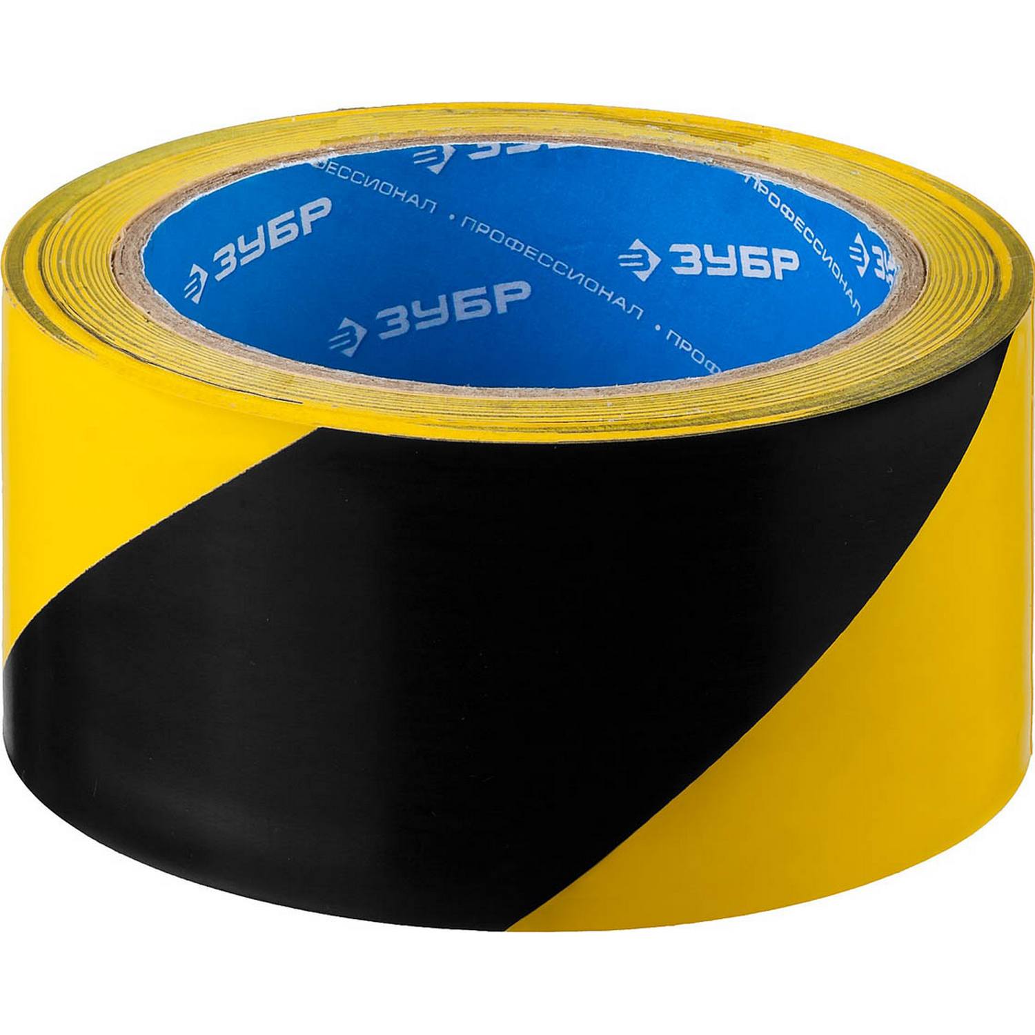 Разметочная клейкая лента, ЗУБР Профессионал 12249-50-25, цвет черно-желтый, 50мм х 25м {12249-50-25}