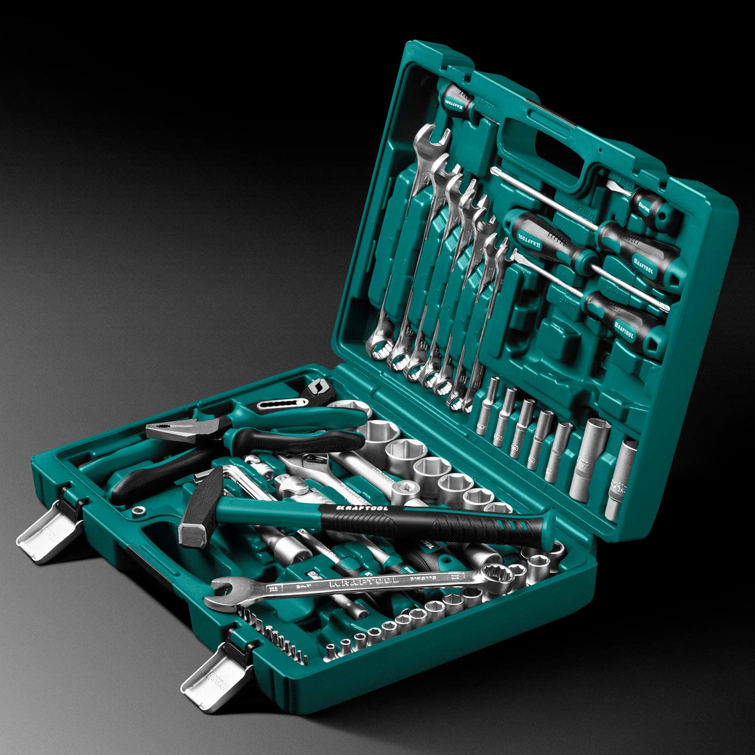 KRAFTOOL  EXTREM-76, 76 предм., (1/2"+3/8"+1/4"), универсальный набор инструмента  {27889-H76}