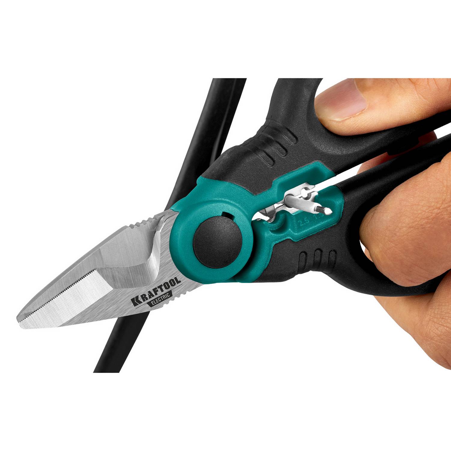 KRAFTOOL  ELECTRIC, 4 в 1, 160 мм, с чехлом, ножницы электрика {23356}