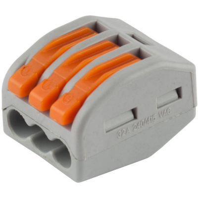 Клемма СВЕТОЗАР соединительная, разъемная, 3-х проводная, 400В, 32А, 0,5-2,5мм2/0,5-4мм2, 2шт {49190-3}