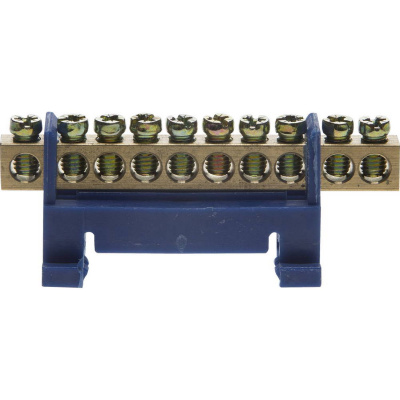 Шина СВЕТОЗАР нулевая на изоляторе типа "Стойка"макс. ток 100А, 5,2мм, 10 полюсов {49806-10}