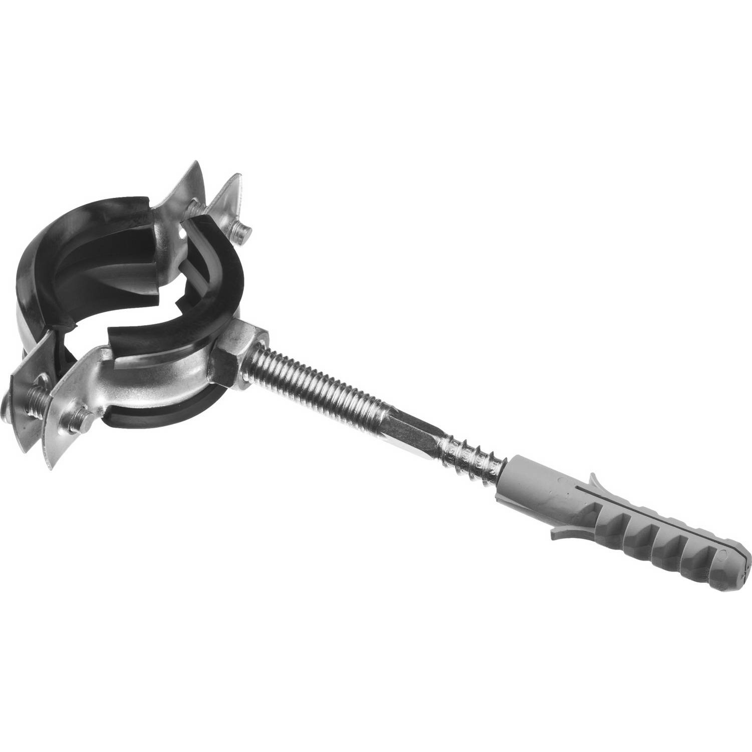 ЗУБР  3/4", трубный хомут с сантехнической шпилькой и дюбелем  {37866-26-30}