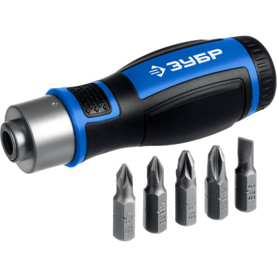 ЗУБР  6 предм., Реверсивная отвертка с насадками  {25171}