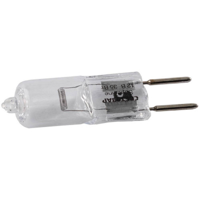 Лампа галогенная СВЕТОЗАР капсульная, прозрачное стекло, цоколь GY6.35, диаметр 12мм, 35Вт, 12В {SV-44773-T}