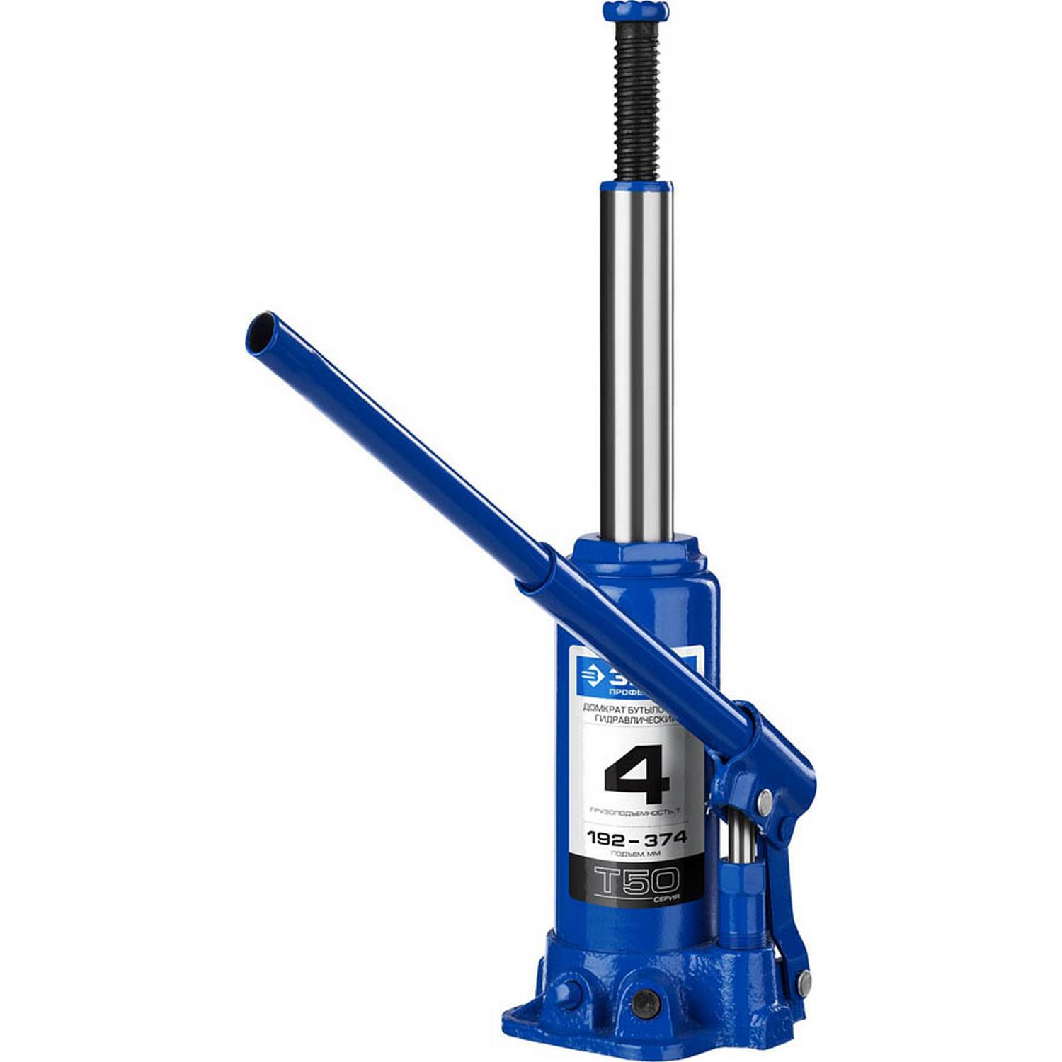 ЗУБР 4т, 192-374мм домкрат бутылочный гидравлический, Профессионал {43060-4_z01}