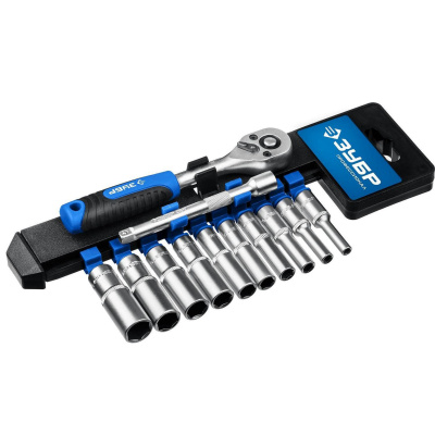 ЗУБР ТМ-12У  набор торцовых головок 12 предм. Серия Профессионал. {27651-H12}