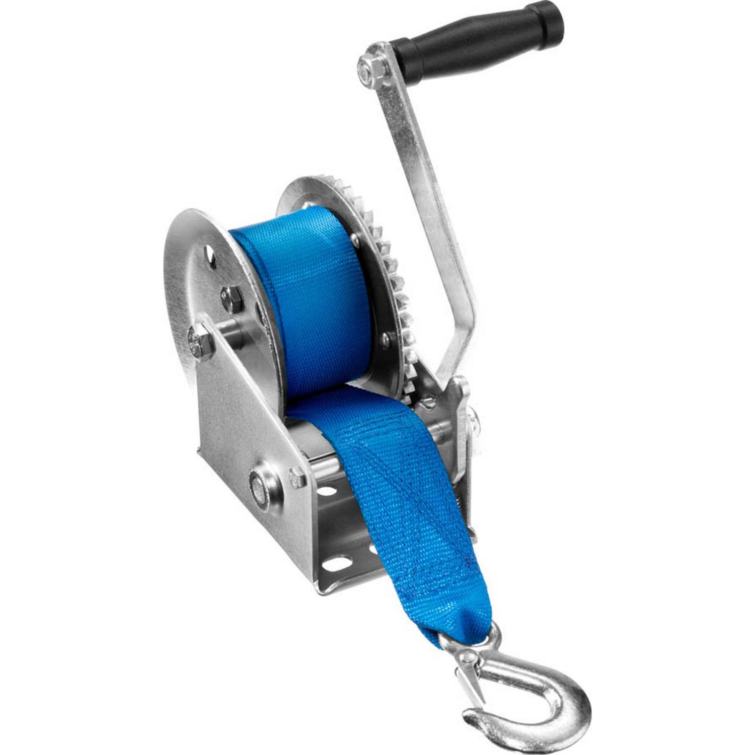 Лебедка ручная барабанная ЗУБР "Профессионал", тяговая, ленточная, 0,5т, 8м {43115-0.5}