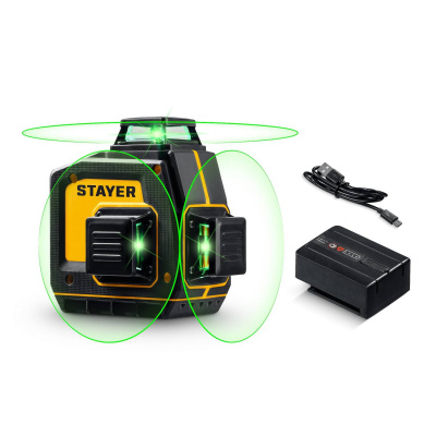 STAYER  SL-3D, 50м, точн. +/-0,5 мм/м, зеленый лазерный нивелир {34963}