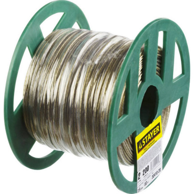 Трос стальной в полимерной оболочке, d=2,0 мм, L=200 м, STAYER {30410-20}