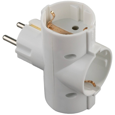 Тройник СВЕТОЗАР электрический с заземлением, 3 гнезда {SV-55093}