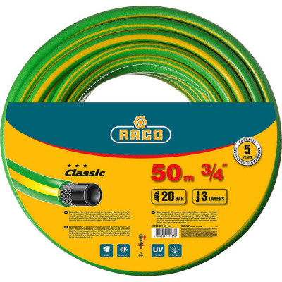 RACO CLASSIC 3/4", 50 м, 20 атм, трёхслойный поливочный шланг, армированный {40306-3/4-50_z01}