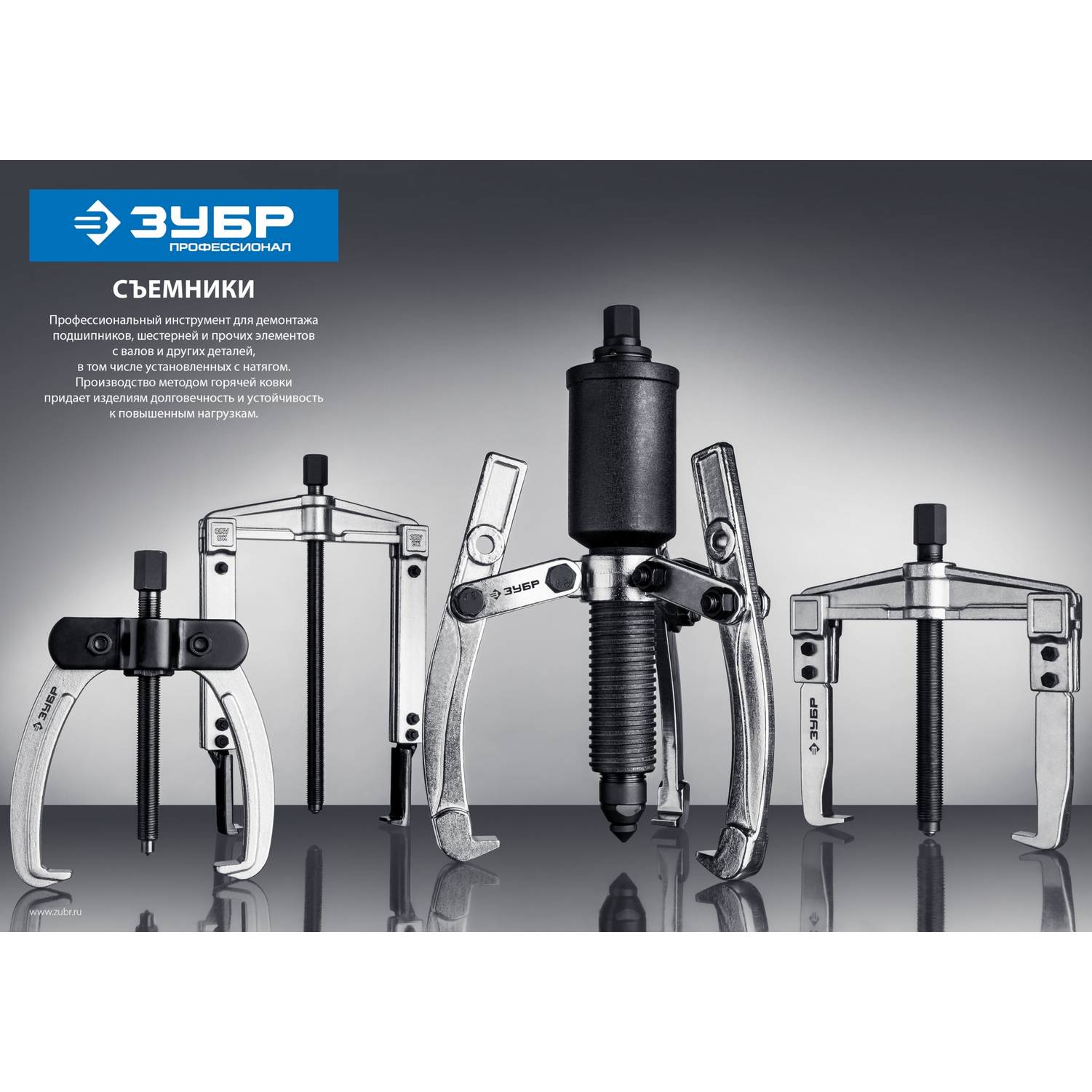 ЗУБР  внешний d 55 - 390 мм, внутренний d 40 - 320 мм, шарнирный двухзахватный съемник с удлиненными захватами, Профессионал (43316-305)