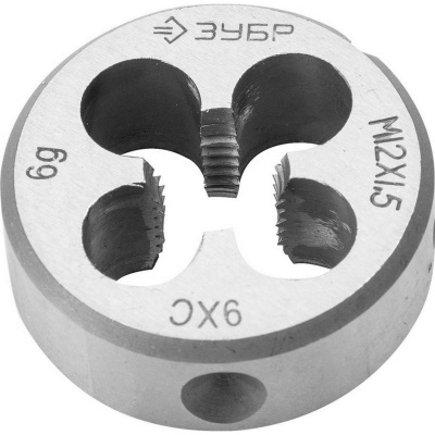 ЗУБР М12x1.5мм, плашка, сталь 9ХС, круглая ручная {4-28022-12-1.5}