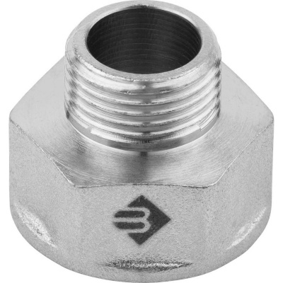 Переходник ЗУБР "ЭКСПЕРТ" удлиненный цилиндрический, никелированная латунь, 1/2"х3/8" {51283-1/2-3/8}