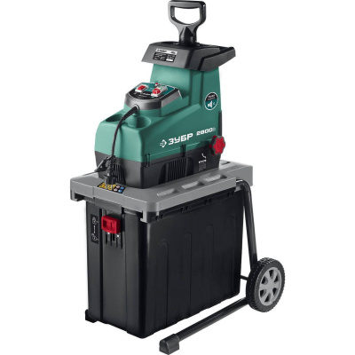 Измельчитель садовый электрический, ЗУБР ЗИЭ-44-2800, бесшумный, р/с 44 мм, контейнер 60 л, 2800 Вт {ЗИЭ-44-2800}