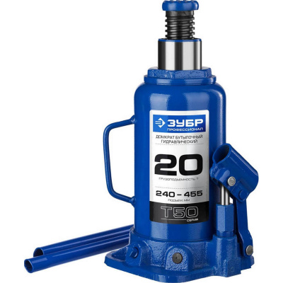 ЗУБР 20т, 240-455мм домкрат бутылочный гидравлический, Профессионал {43060-20_z01}