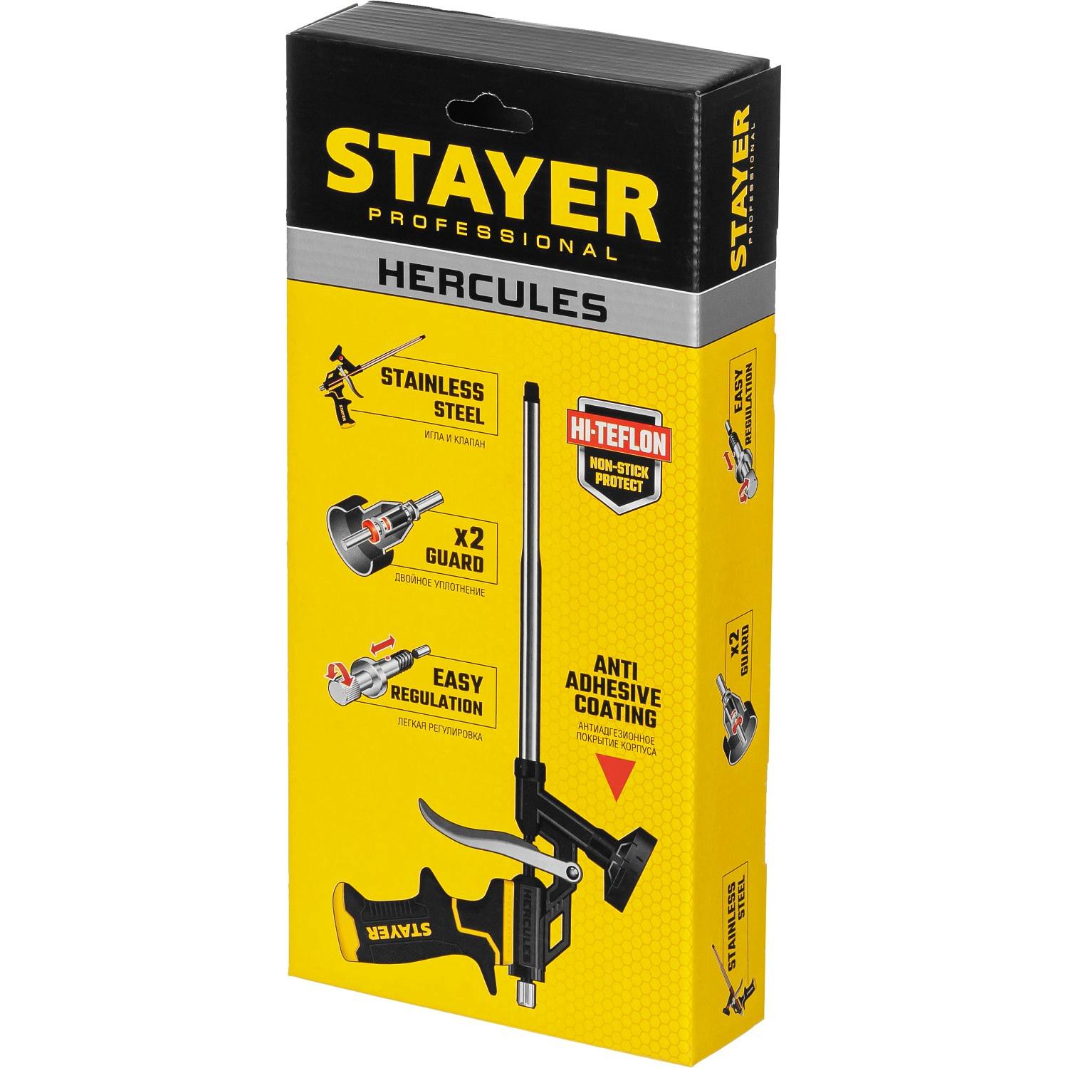 STAYER HERCULES профессиональный пистолет для монтажной пены, с тефлоновым покрытием корпуса и сопла {06861_z03}
