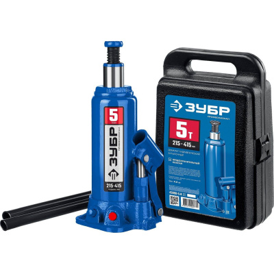 ЗУБР 5т, 215-415мм домкрат бутылочный гидравлический в кейсе, Профессионал {43060-5-K_z01}