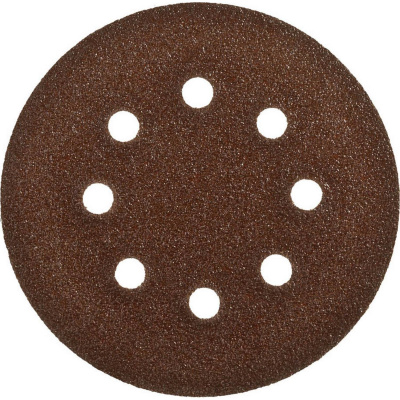 Круг шлифовальный ЗУБР "СТАНДАРТ" из абразивной бумаги на велкро основе, 8 отв., Р60, 125мм, 5шт {35350-125-060}