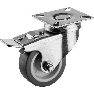 ЗУБР  d 50 мм, г/п 40 кг, резина/полипропилен, термопластичное поворотное колесо c тормозом, Профессионал (30946-50-B)