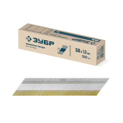 ЗУБР  DA34 50 х 1.8 мм, финишные гвозди, калибр 15GA, 2000 шт {305397-50}