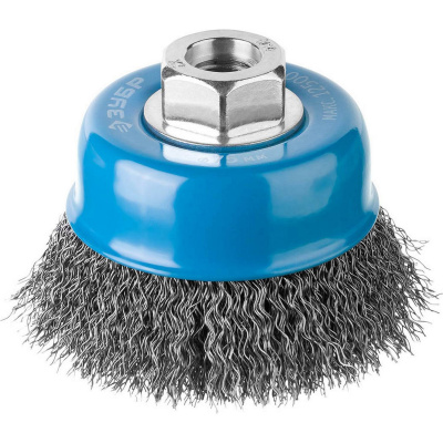 ЗУБР  75 мм, витая, стальная проволока 0.3 мм, чашечная щетка-крацовка для УШМ, Профессионал (35261-075)