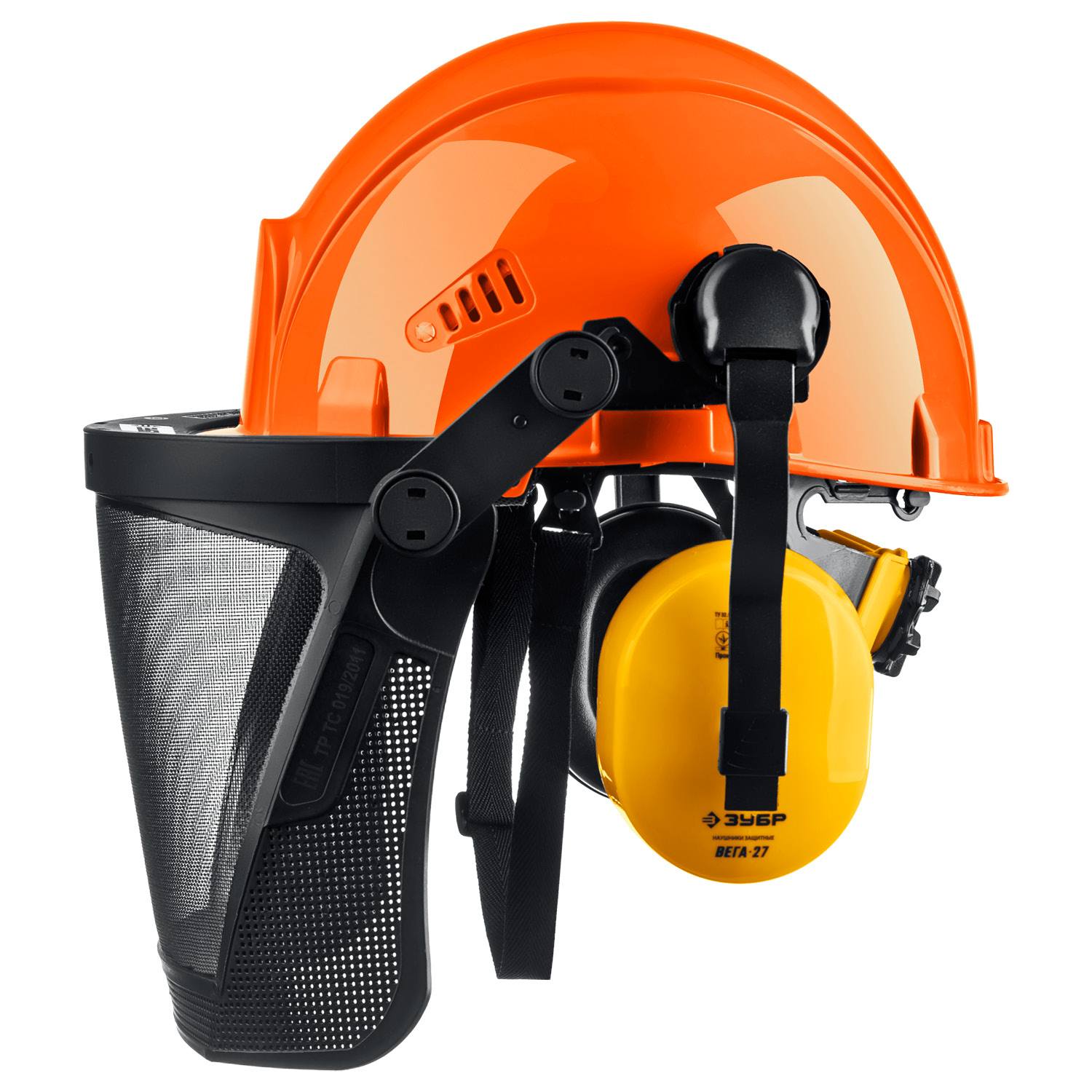 ЗУБР  ТРИАДА, защитная каска в комплекте с наушниками и защитным сетчатым экраном, Профессионал (11099)