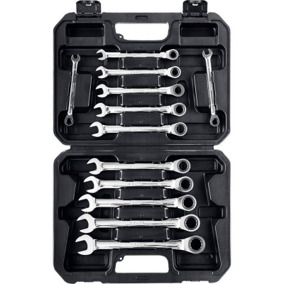 Набор комбинированных гаечных ключей трещоточных 12 шт, 8 - 19 мм, ЗУБР {27073-H12}