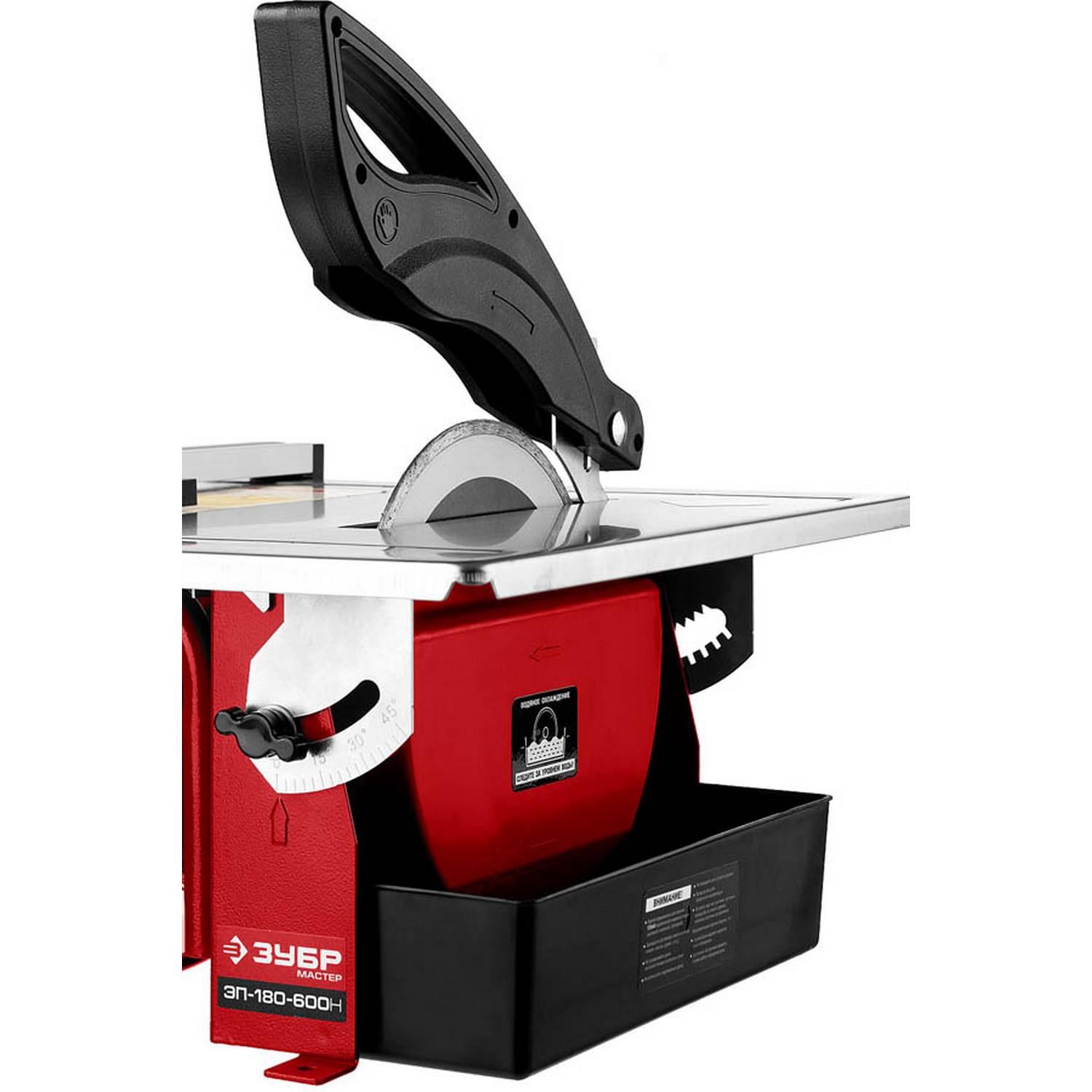 Электроплиткорез ЗУБР "Мастер", диск 180 мм, глубина реза 90°-34мм/45°-17мм, стол 330х360мм, 2950об/мин, 600Вт