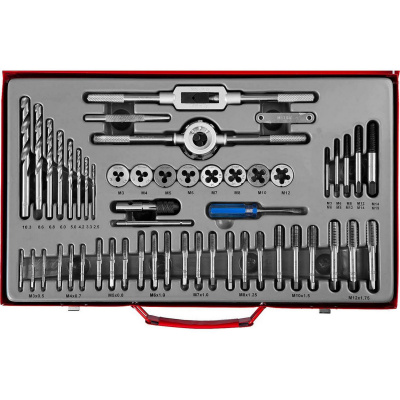 Набор метчиков и плашек ЗУБР "Мастер", сталь 9ХС, 52 предмета {28130-H52_z01}