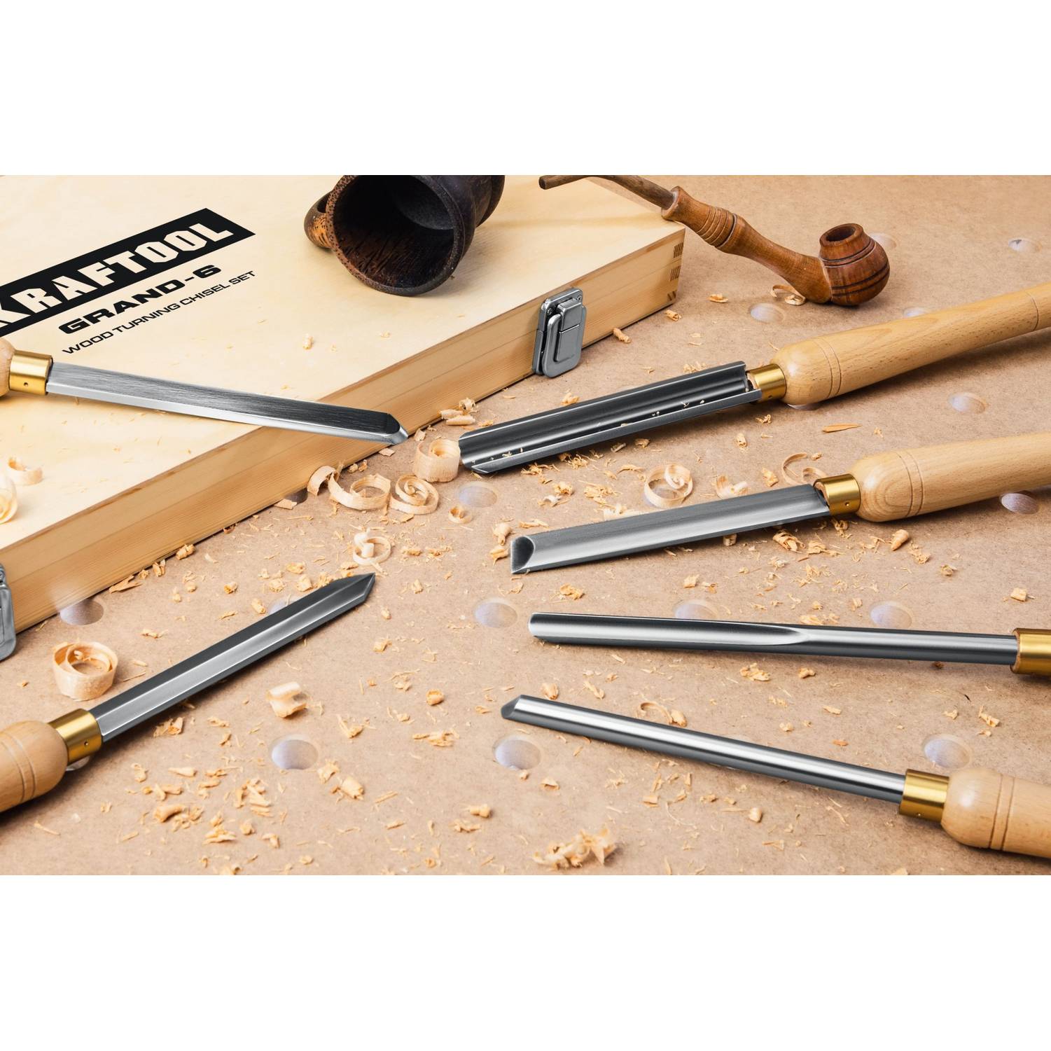 KRAFTOOL  Grand-6 6 предм., Набор ручных резцов по дереву (18368)