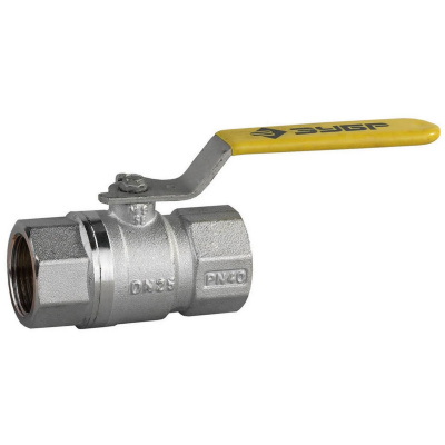 Кран шаровой ЗУБР полнопроход газовый "мама-мама", ручка, хромиров латунь, 1" {4-51720-C-1}