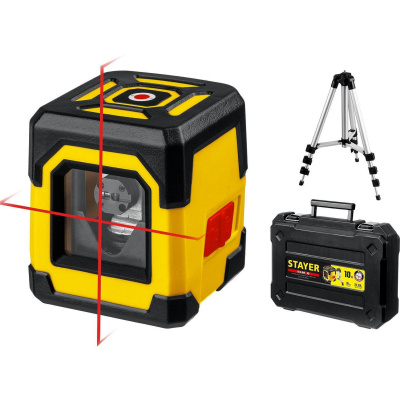 STAYER SLM-2 нивелир лазерный, 10м, точн. +/-0,5 мм/м,  штатив, кейс {34961-2}