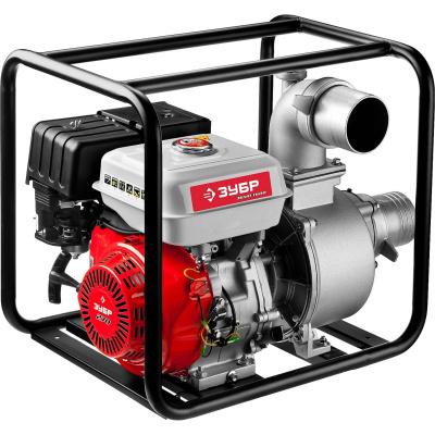 Мотопомпа бензиновая, ЗУБР ЗБМП-1600, 1600 л/мин (96 м3/ч), патрубки 100 мм, напор 28 м, всасывание 8 м