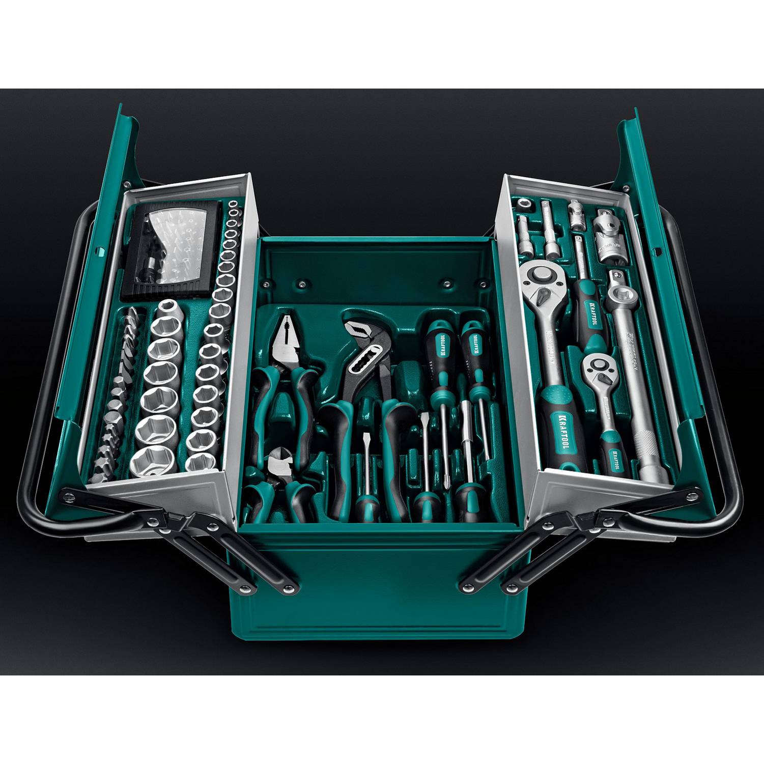 KRAFTOOL  GRAND-99, 99 предм., (1/2"+1/4"), Универсальный набор инструмента  {27978-H99}