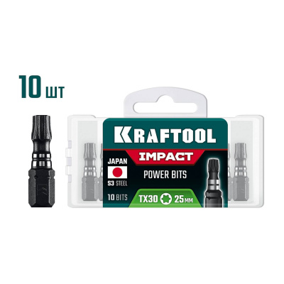 KRAFTOOL  Impact TX 30, 25 мм, 10 шт, ударные биты {26195-30-25-S10}