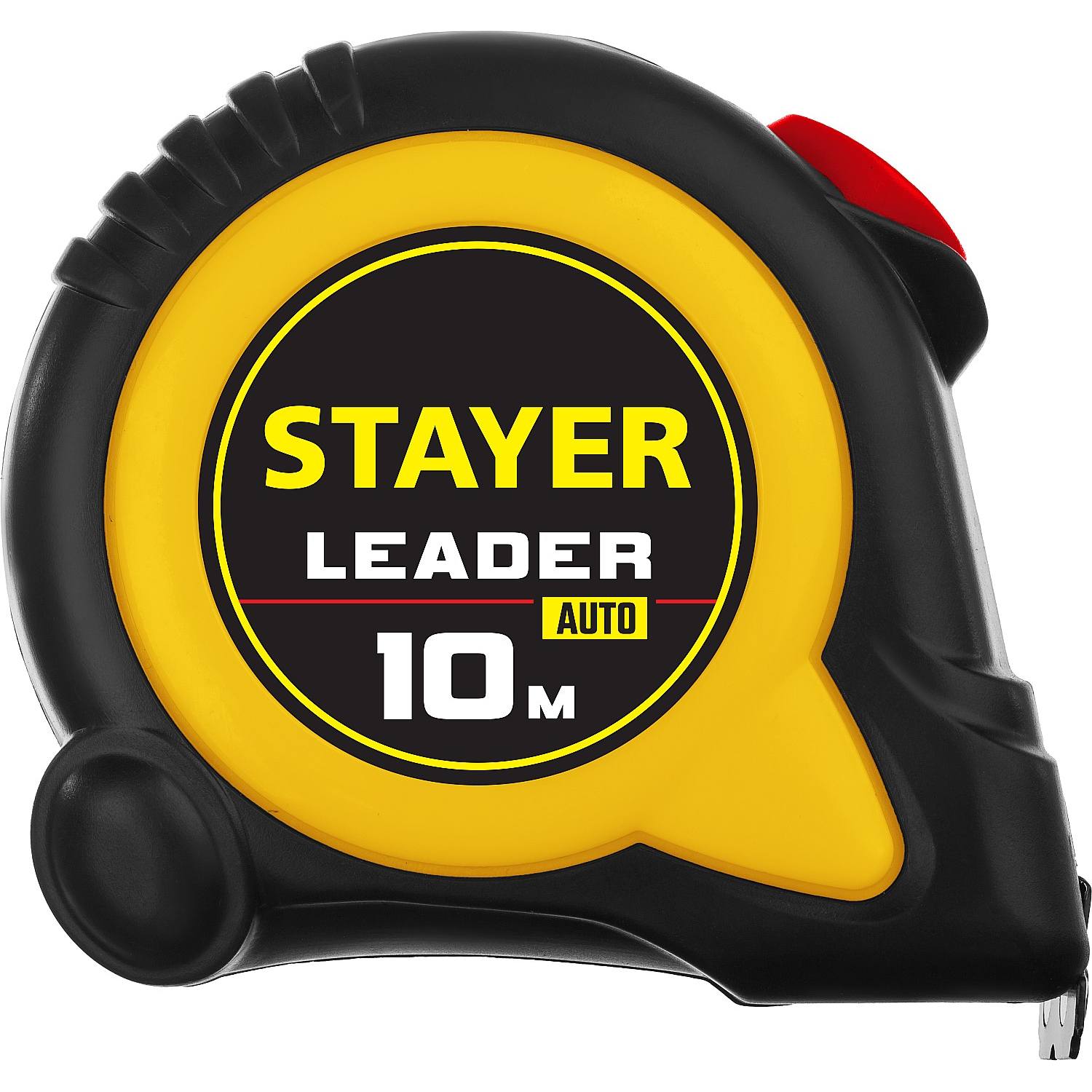 STAYER LEADER 10м / 25мм рулетка с автостопом в ударостойком обрезиненном корпусе {3402-10-25}