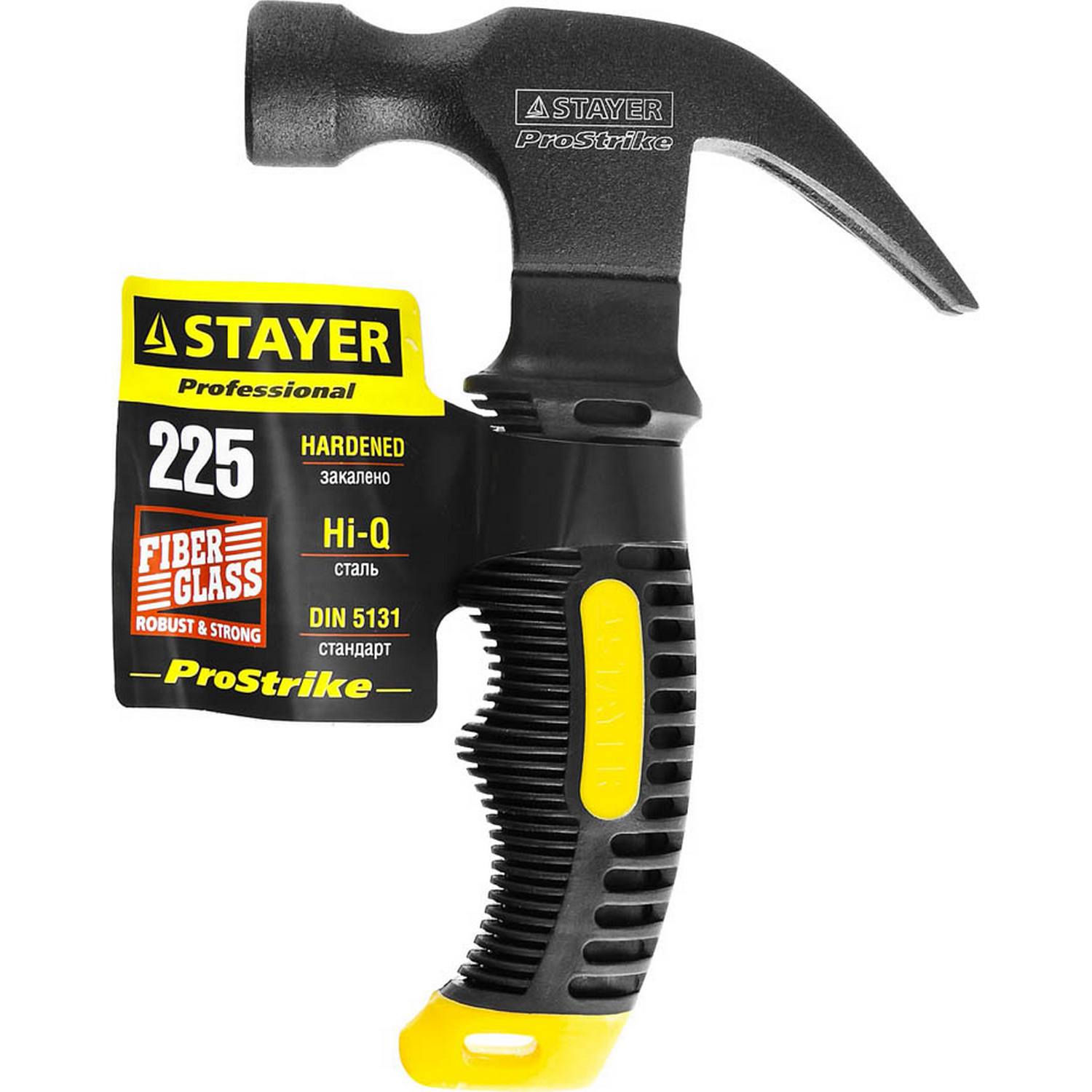 STAYER COMPACT молоток-гвоздодёр столярный 225 г укороченный с фиберглассовой рукояткой {2026-225}