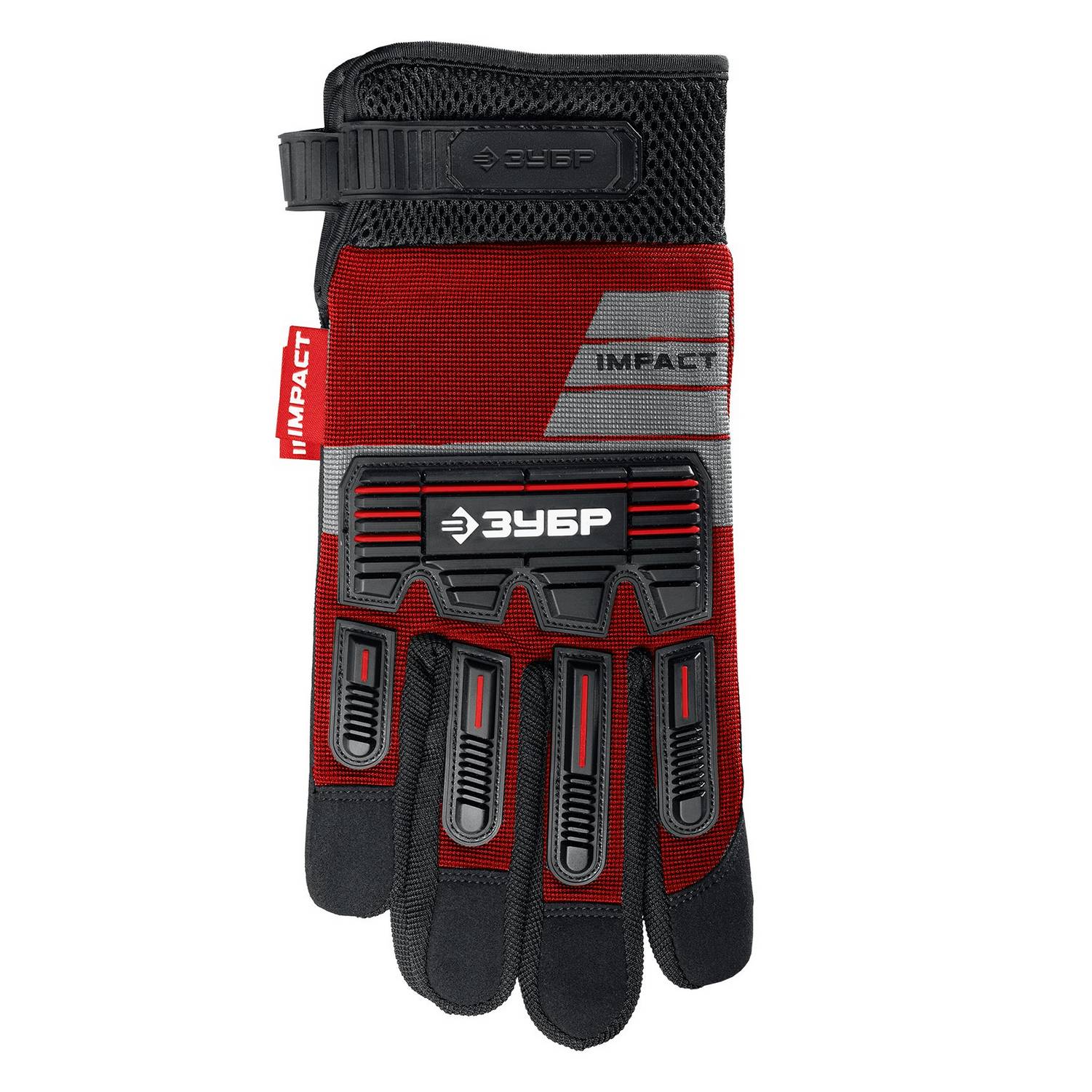ЗУБР  IMPACT р.XL (10), красные, профессиональные комбинированные перчатки, антивибрационные, противоударные, Профессионал  (11478-XL)