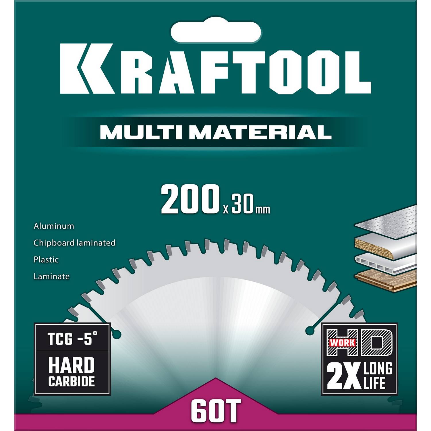 KRAFTOOL  Multi Material, 200 х 30 мм, 60Т, пильный диск по алюминию  {36953-200-30}