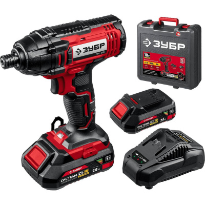 ЗУБР 18В, 2 АКБ (2Ач), в кейсе, винтоверт ударный. ГВЛ-255-22 {ГВЛ-255-22}