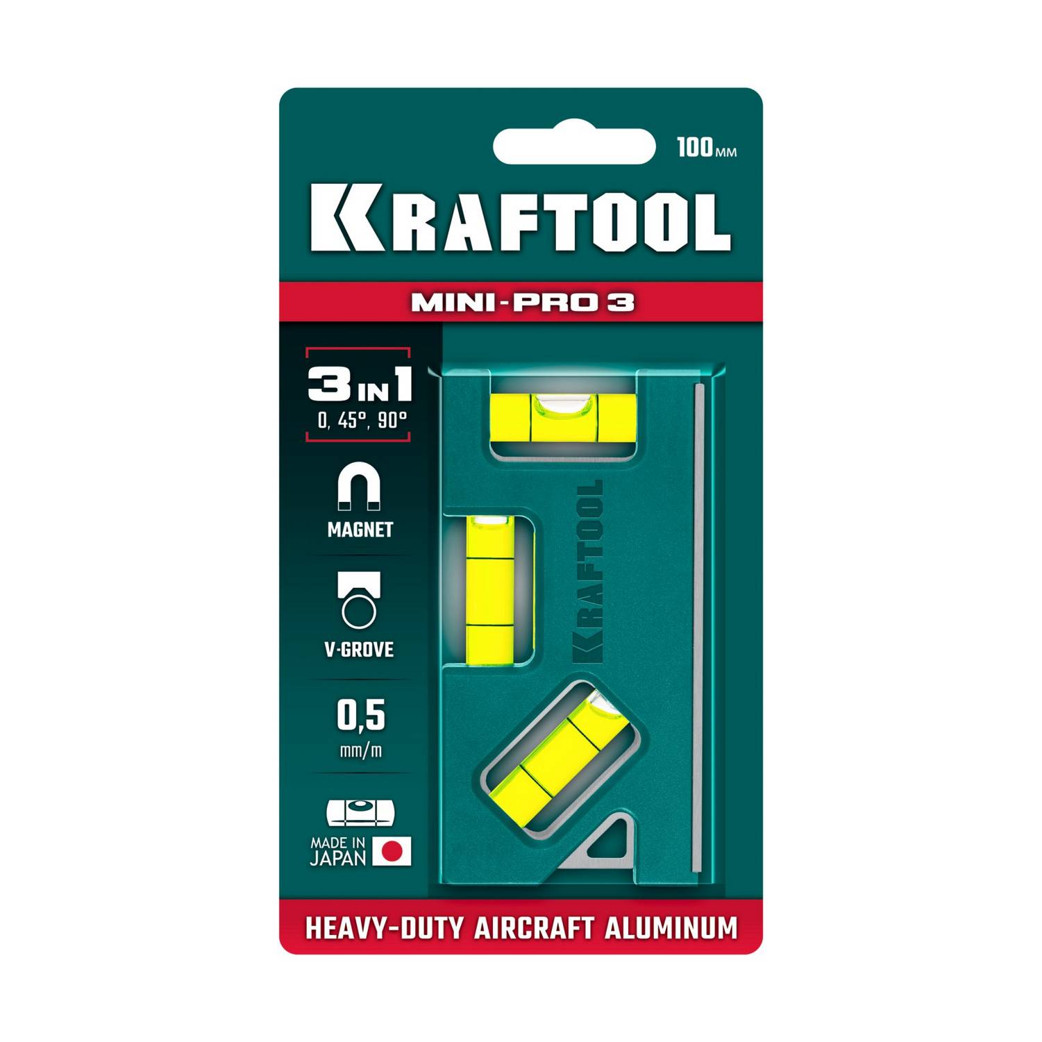KRAFTOOL  Mini-Pro 3, 100 мм, магнитный компактный уровень  (34861-010)