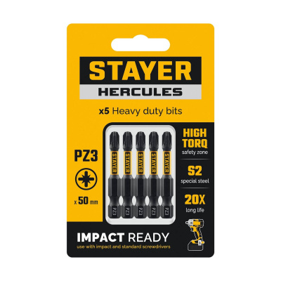 STAYER  HERCULES, PZ3, 50 мм, 5 шт, торсионные биты {26233-3-50-5}