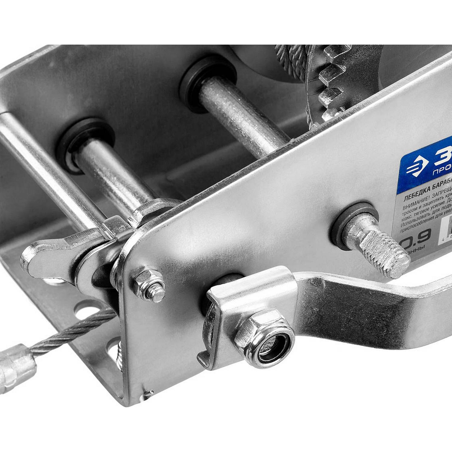 Лебедка ручная барабанная ЗУБР "Профессионал", тяговая, тросовая, 0.9 т, 8 м {43113-0.9_z01}