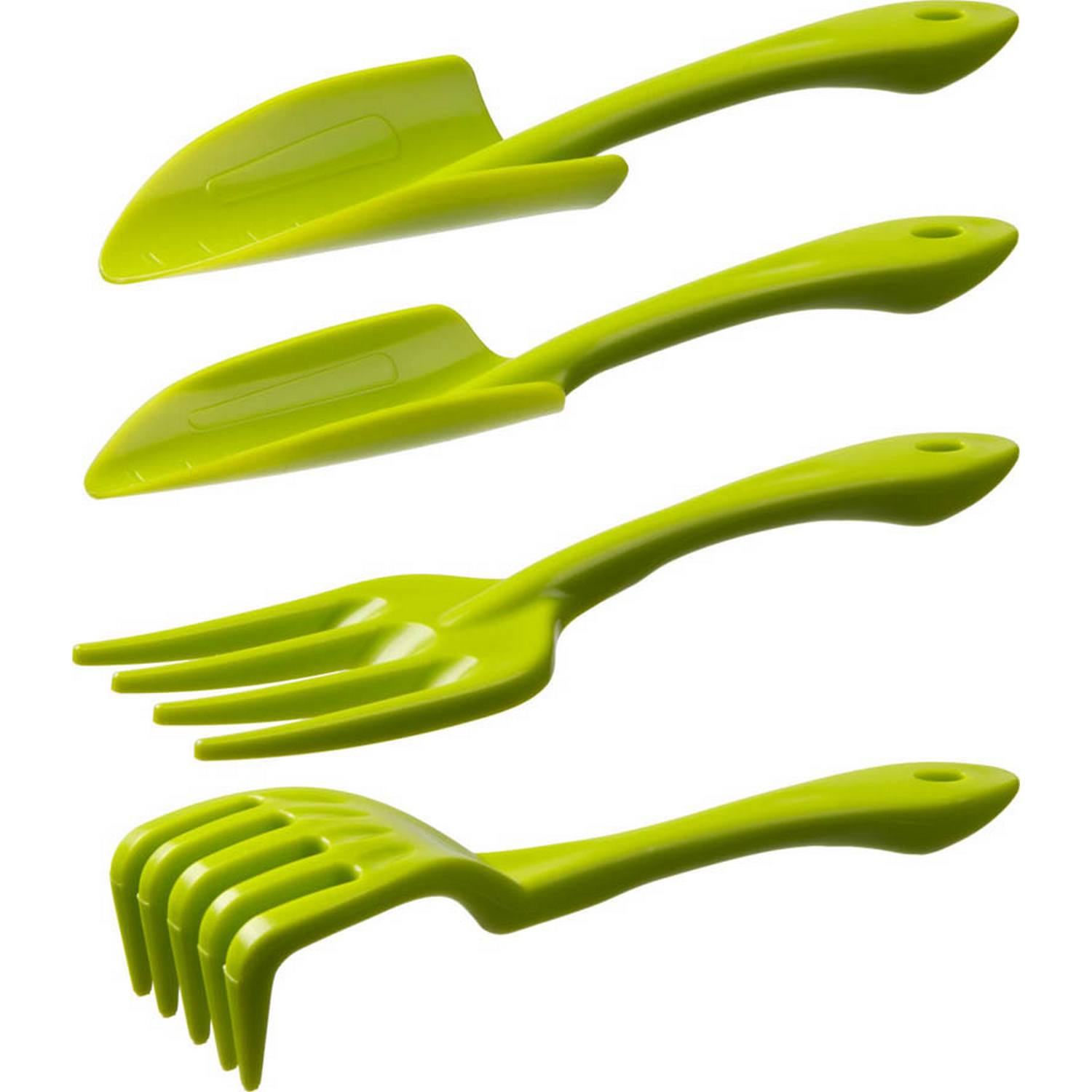 Набор садовый РОСТОК пластиковый, 4 предмета: Вилка, грабельки, 2 совка {421429-H4}