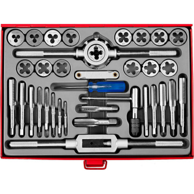 ЗУБР 35 предметов, набор метчиков и плашек, сталь 9ХС {28117-H35_z01}